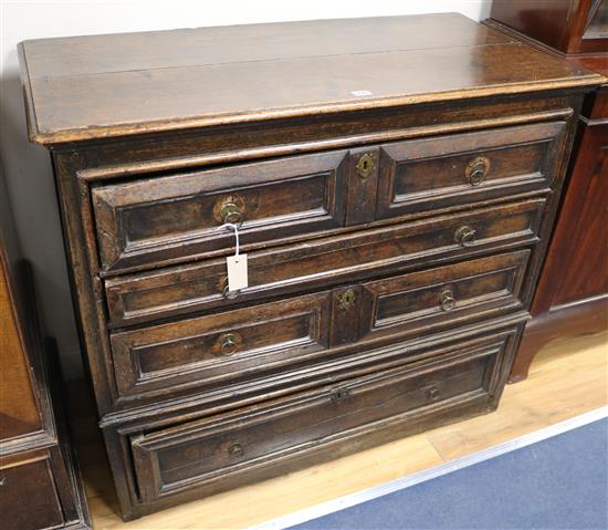 An oak chest of drawers, circa 1700 W.106cm